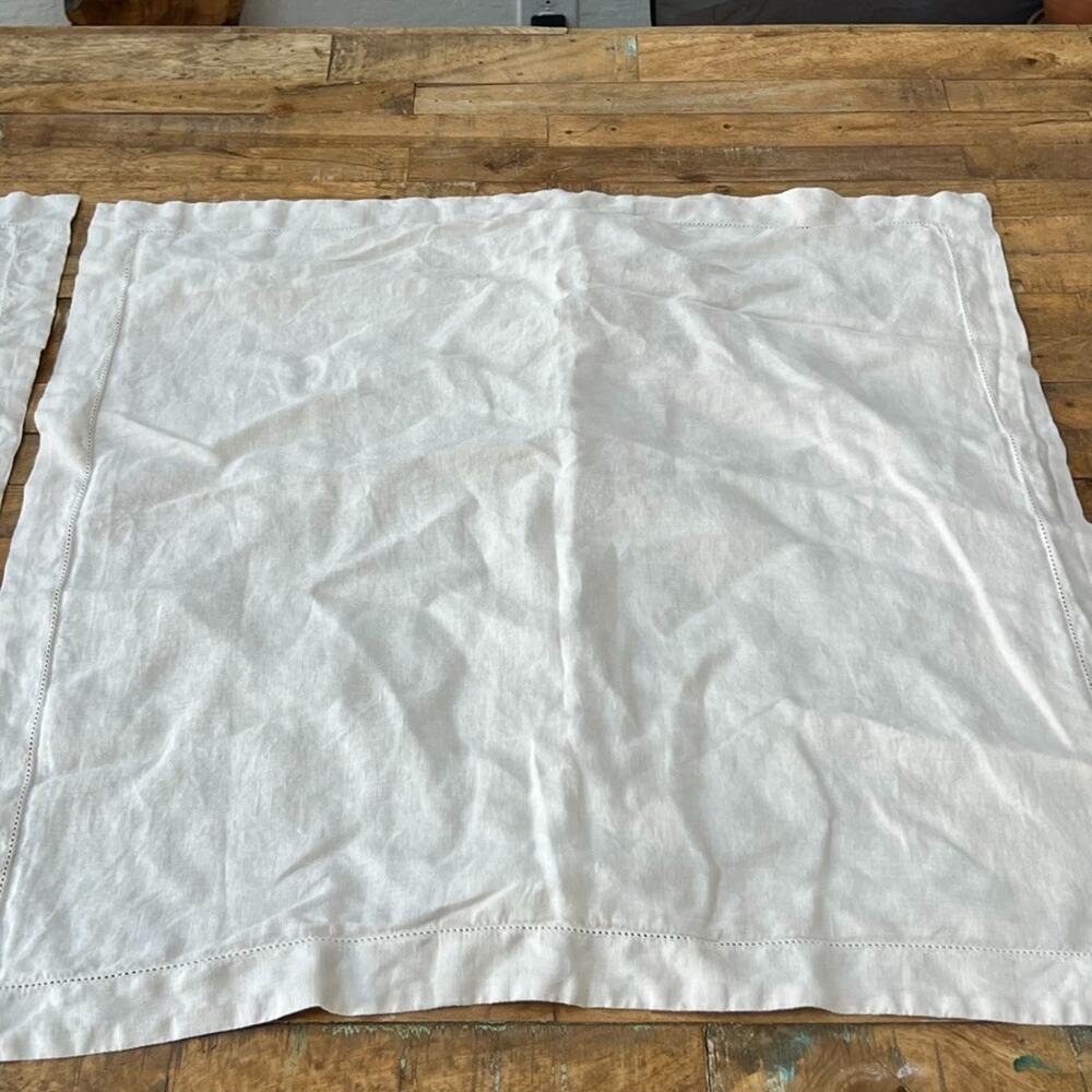 The Company Store Pillow Sham Set of 2 Relaxed Linen 28 x 28" Cream Color